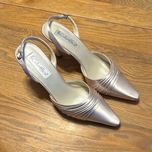 Coloriffics Silver Slingback Pointed-Toe 3 inch Heels